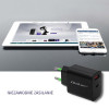 QOLTEC ŁADOWARKA SIECIOWA 18W | 5-12V | 1.5-3A | USB TYP C PD | USB QC 3.0 | CZARNA-3002022