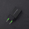 QOLTEC ŁADOWARKA SIECIOWA 18W | 5-12V | 1.5-3A | USB TYP C PD | USB QC 3.0 | CZARNA-3002024