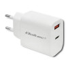 QOLTEC ŁADOWARKA SIECIOWA 18W | 5-12V | 1.5-3A | USB TYP C PD | USB QC 3.0 | BIAŁA-3002026