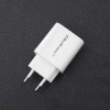 QOLTEC ŁADOWARKA SIECIOWA 18W | 5-12V | 1.5-3A | USB TYP C PD | USB QC 3.0 | BIAŁA-3002031