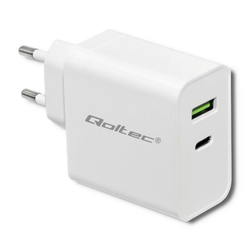 QOLTEC ŁADOWARKA SIECIOWA 42W | 5-20V | 2.4-3A | USB TYP C PD | USB | BIAŁA-3002053