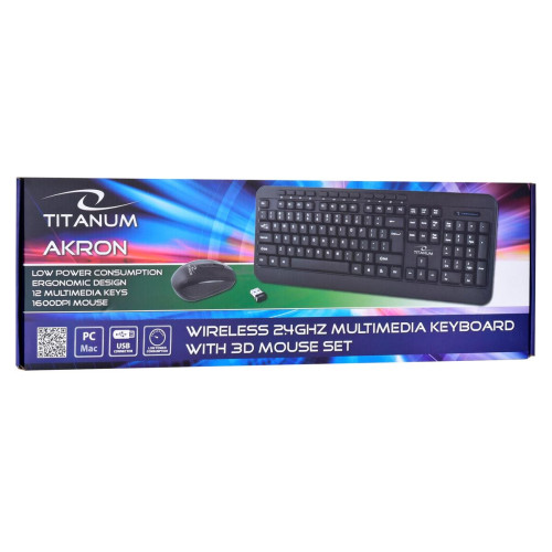 Zestaw klawiatura + mysz TITANUM AKRON TK109 (USB 2.0; kolor czarny; optyczna; 1600 DPI)-3075507