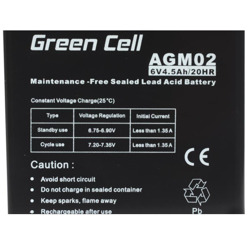 GREEN CELL AKUMULATOR ŻELOWY AGM02 6V 4,5AH-3102092