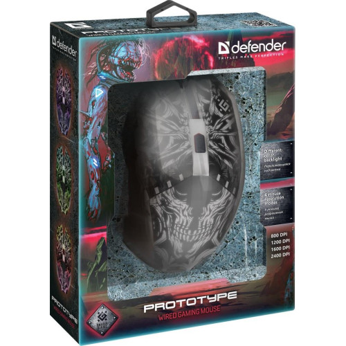 DEFENDER MYSZ PRZEWODOWA PROTOTYPE GM-670L OPTIC 800/1200/1600/2400 DPI 6P 52670-3994789