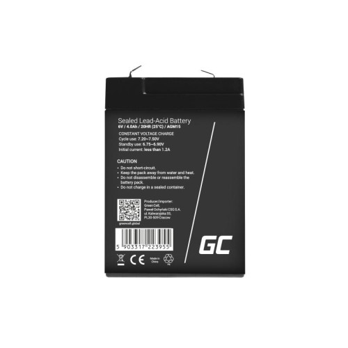 GREEN CELL AKUMULATOR ŻELOWY AGM15 6V 4AH-4349253