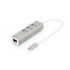 HUB/Koncentrator 3-portowy USB 2.0 HighSpeed z Typ C oraz Fast Ethernet LAN adapter, aluminium-4419860