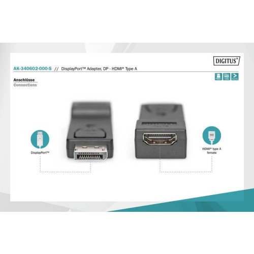 Adapter Displayport 1080p 60Hz FHD Typ DP/HDMI A M/Ż czarny-4416189