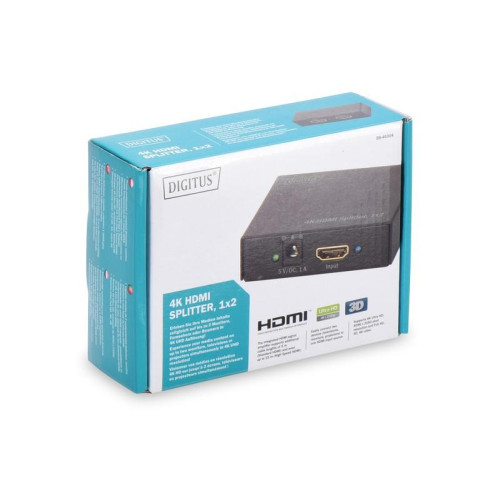 Rozdzielacz/Splitter HDMI 2-portowy, 4K 30Hz UHD 3D, HDCP 1.3, audio-4416813