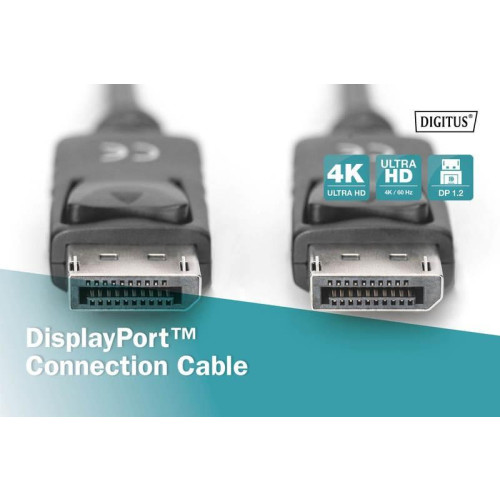 Kabel połączeniowy DisplayPort z zatrzaskami 4K 60Hz UHD Typ DP/DP M/M czarny 1m-4417076
