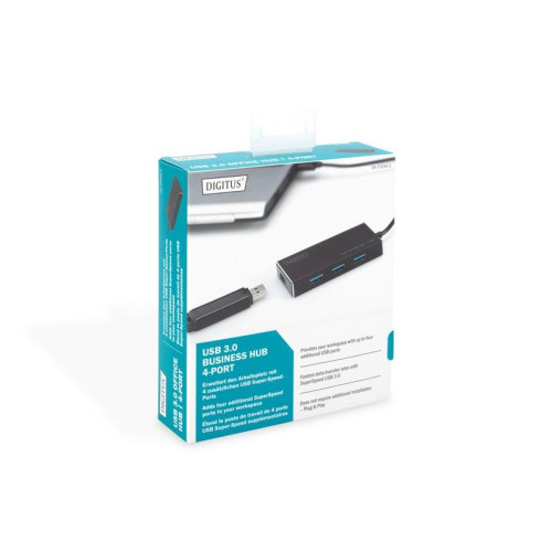 HUB/Koncentrator 4-portowy USB 3.0 SuperSpeed, aktywny, aluminium-4419683
