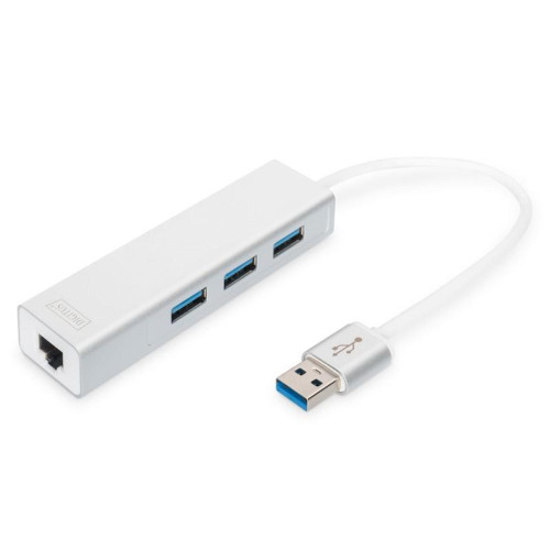 HUB/Koncentrator 3-portowy USB 3.0 SuperSpeed z Gigabit LAN adapter, aluminium-4419851