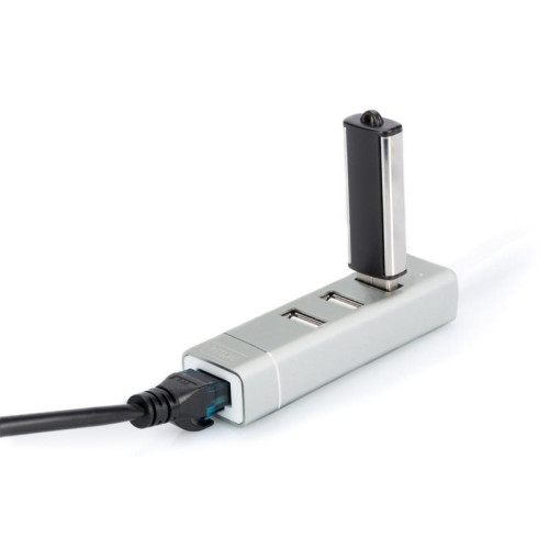 HUB/Koncentrator 3-portowy USB 2.0 HighSpeed z Typ C oraz Fast Ethernet LAN adapter, aluminium-4419863