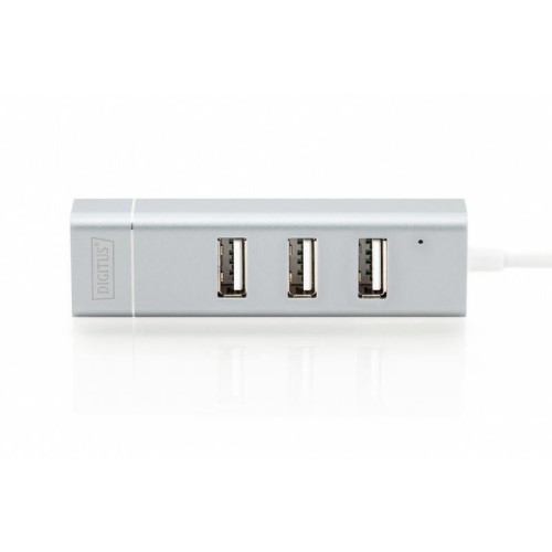 HUB/Koncentrator 3-portowy USB 2.0 HighSpeed z Typ C oraz Fast Ethernet LAN adapter, aluminium-4419864