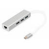 HUB/Koncentrator 3-portowy USB Typ C, 3x USB A HighSpeed z Gigabit LAN adapter, aluminium-4420434