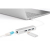 HUB/Koncentrator 3-portowy USB Typ C, 3x USB A HighSpeed z Gigabit LAN adapter, aluminium-4420437