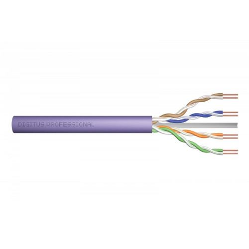 Kabel teleinformatyczny instalacyjny kat.6, U/UTP, Eca, drut, AWG 24/1, PVC, 305m, fioletowy, karton-760165