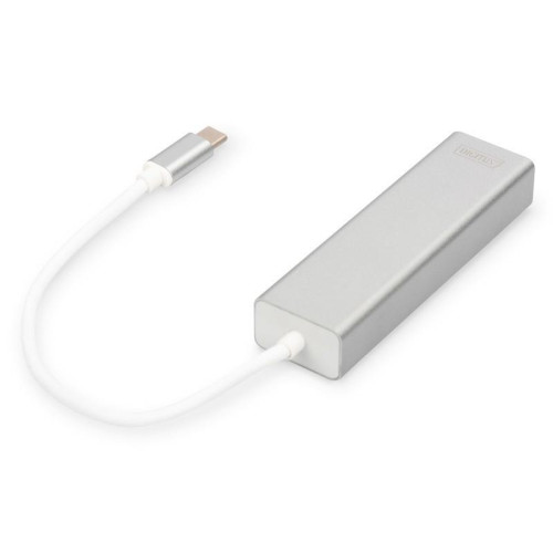 HUB/Koncentrator 3-portowy USB Typ C, 3x USB A HighSpeed z Gigabit LAN adapter, aluminium-4420438