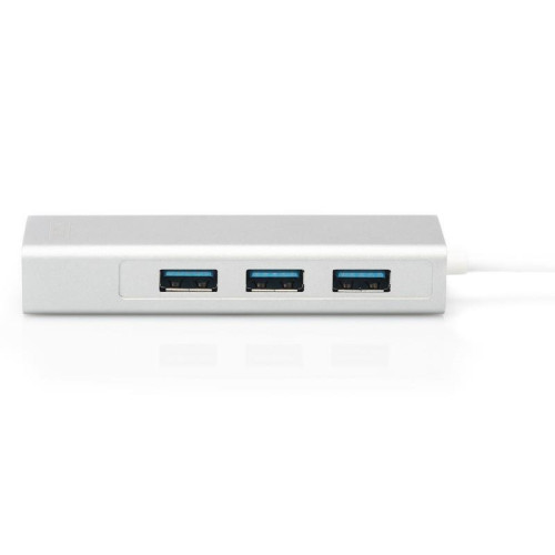 HUB/Koncentrator 3-portowy USB Typ C, 3x USB A HighSpeed z Gigabit LAN adapter, aluminium-4420439