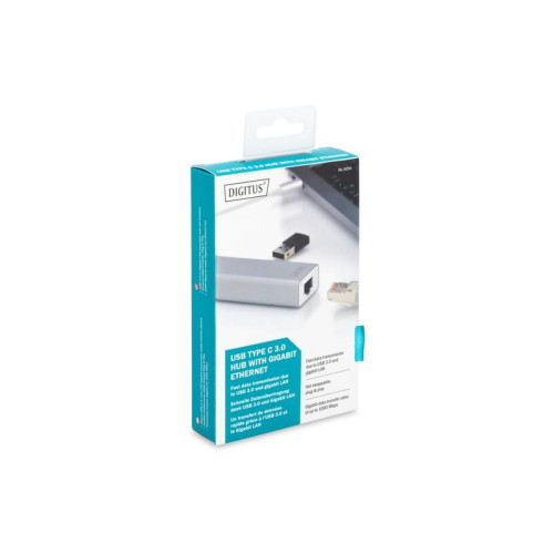 HUB/Koncentrator 3-portowy USB Typ C, 3x USB A HighSpeed z Gigabit LAN adapter, aluminium-4420441