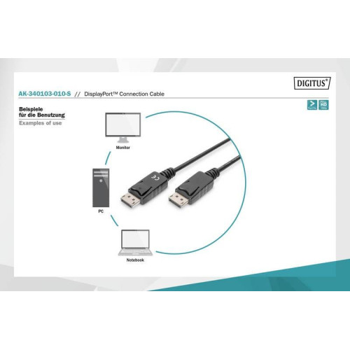 Kabel połączeniowy DisplayPort z zatrzaskami 1080p 60Hz FHD Typ DP/DP M/M czarny 1m-4420715