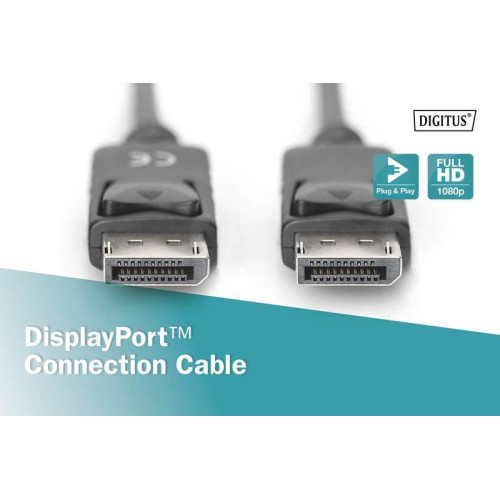 Kabel połączeniowy DisplayPort z zatrzaskami 1080p 60Hz FHD Typ DP/DP M/M czarny 1m-4420716