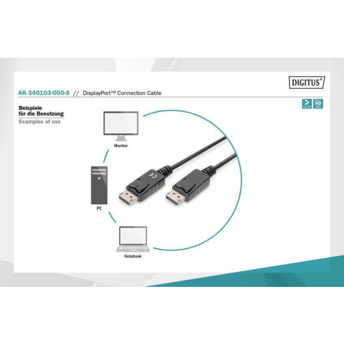 Kabel połączeniowy DisplayPort z zatrzaskami 1080p 60Hz FHD Typ DP/DP M/M czarny 5m-4420730