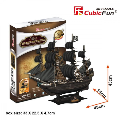 Puzzle 3D Okręt piracki - Zemsta królowej Anny-4420833