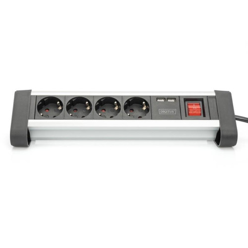 Listwa zasilająca biurowa 45° 4 gniazdowa, 2x USB (5V/2A) z możliwością obrotu o 290° aluminiowa HQ-4420910