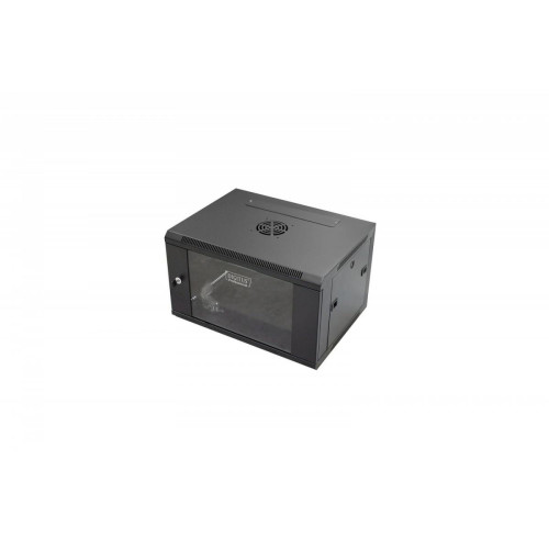 Szafa wisząca jednosekcyjna 19 cali 6U 368/600/450mm drzwi szklane Czarna-4423673