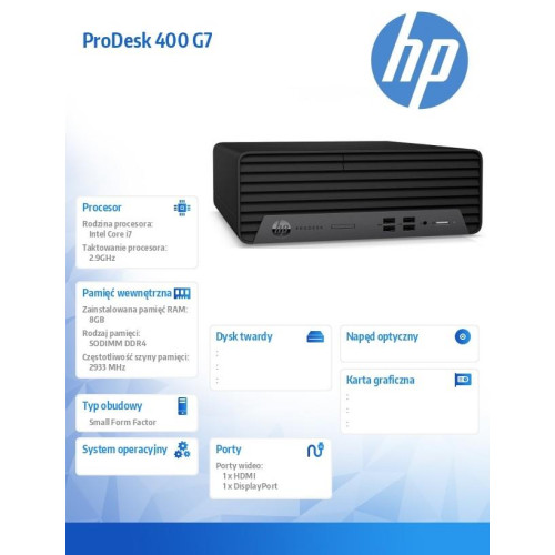 Komputer ProDesk 400SFF G7 i7-10700 512/8G/DVD/W10P 11M50EA -4425112