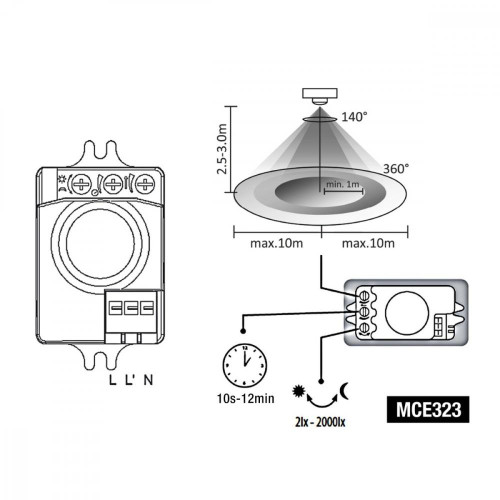 Mikrofalowy Czujnik ruchu i zmierzchu MCE323 -4426181