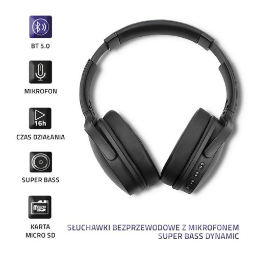 Słuchawki bezprzewodowe z mikrofonem|BT|Super bass Dynamic| Czarne -4430875