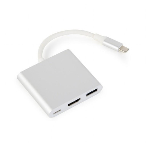 Adapter USB typ C srebrny USB C, USB A 3.0, HDMI-4433811
