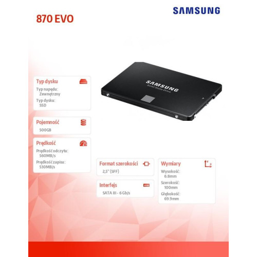 Dysk SSD 870EVO MZ-77E500B/EU 500GB -4434635