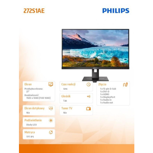 Monitor 272S1AE 27 cali IPS DVI HDMI DP Pivot-4435059