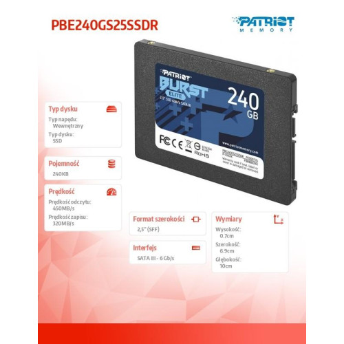 Dysk SSD 240GB Burst Elite 450/320MB/s SATA III 2.5-4436443