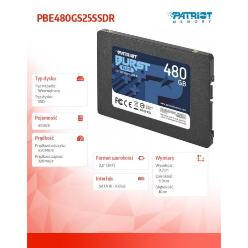 SSD 480GB Burst Elite 450/320MB/s SATA III 2.5-4436448