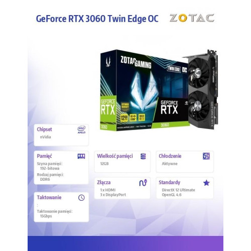 Karta graficzna GeForce RTX 3060 Twin Edge OC 12GB GDDR6 192bit LHR 3DP/HDMI-4440252