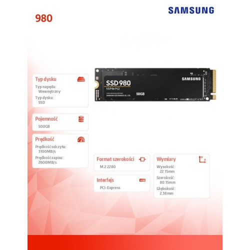 Dysk SSD 980 500GB Gen3.0x4 NVMeMZ-V8V500B-4440961