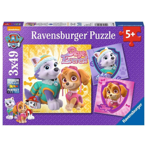 Puzzle 3x49 elementów Psi Patrol Everest i Skye-4442762