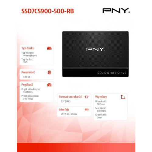 Dysk SSD 500GB 2,5 SATA3 SSD7CS900-500-RB-4445157