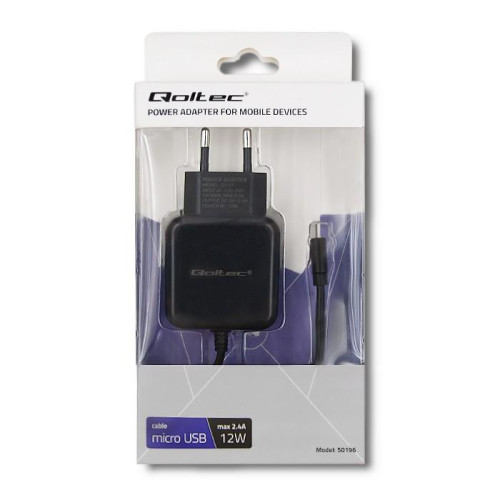 Ładowarka sieciowa 5V | 2.4A | 12W | Micro USB | Czarna-4445505
