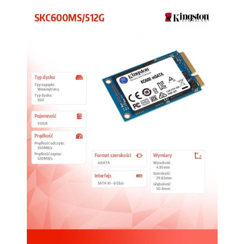 Dysk SSD SKC600 512GB mSATA 550/520 MB/s-4451244