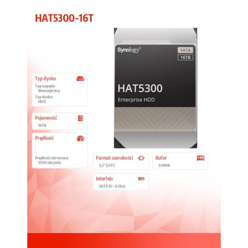 Dysk HDD SATA 16TB HAT5300-16T 16TB SATA 7,2k 3,5' 512e -4454112