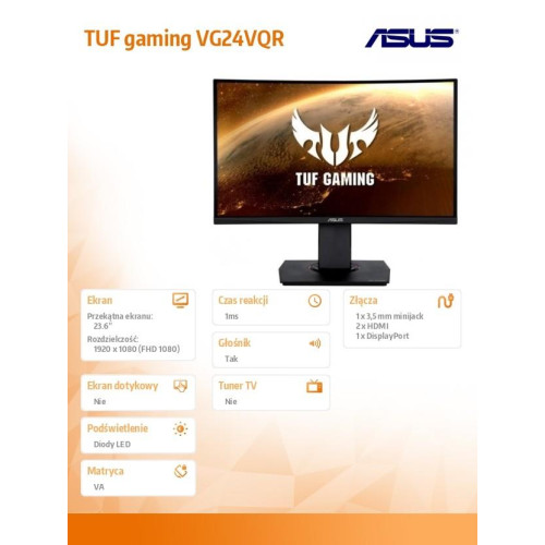 Monitor TUF 23.6 cala 1500R VG24VQR 165Hz HDMI DP -4458619