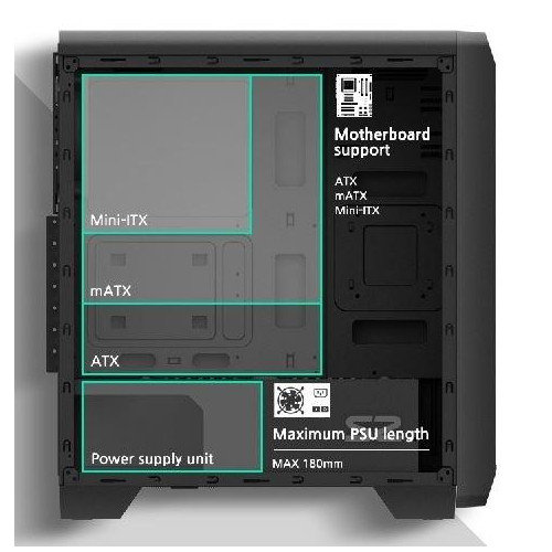 Obudowa S2 TG ATX Mid Tower PC Case TG fan x3-4458719