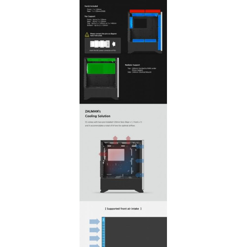 Obudowa S5 Black ATX Mid Tower PC Case RGB fan TG-4458769