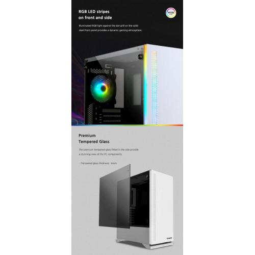 Obudowa S5 WHITE ATX Mid Tower PC Case RGB fan TG-4458776