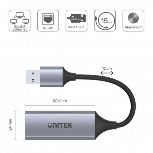 Adapter USB-A 3.1 GEN 1 RJ45; 1000 Mbps; U1309A -4458993