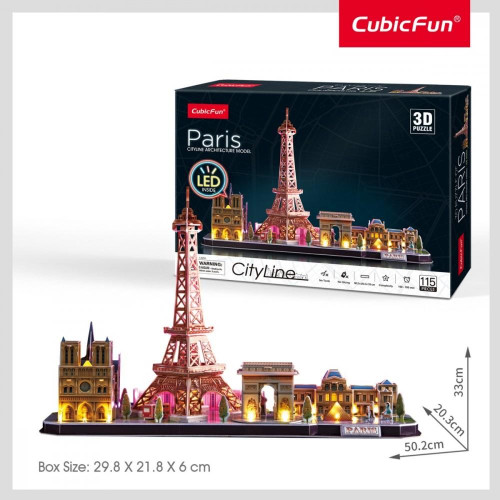 Puzzle 3D LED City Line Paryż-4463075